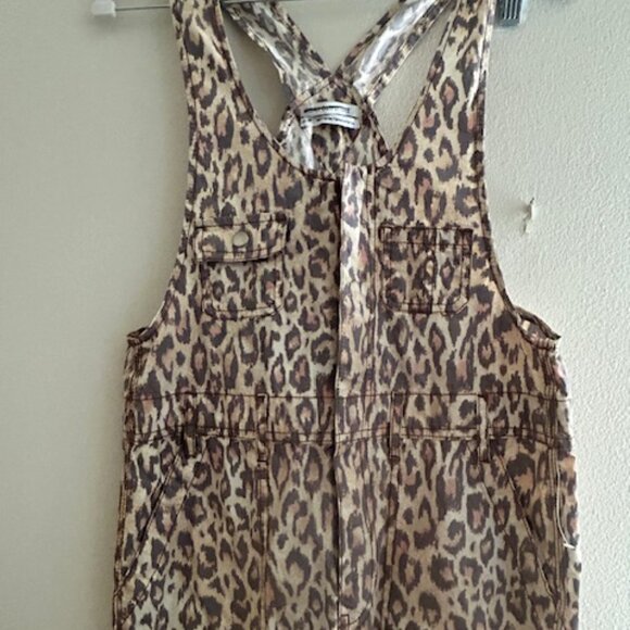 Urban Outfitters Camille Leopard Print Cheetah Cotton Zip Racerback Overalls NEW - Picture 5 of 16